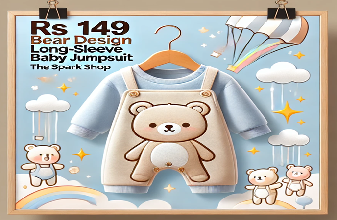 rs 149 Bear Design Long-Sleeve Baby Jumpsuit TheSpark Shop